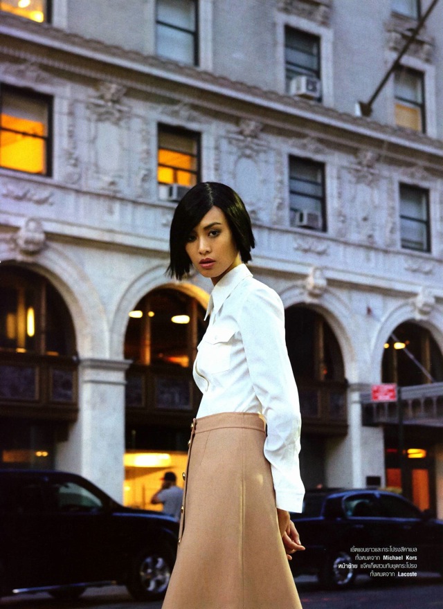 NYC outside hotel with Si Tanwiboon photographed by Mitchell Nguyen Mccormack Harper's Bazaar Thailand Jan 2014 - saved by Chic n Cheap Living