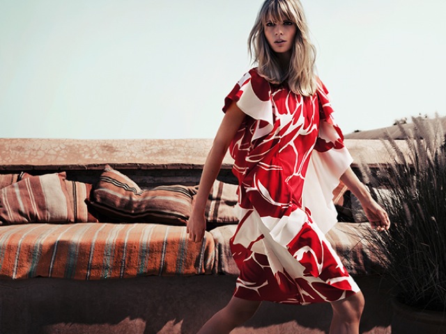 Escada S:S 2014- Julia Stegner by Claudia Knoepfel and Stefan Indlekofer white red dress - saved by Chic n Cheap Living