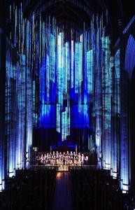 Graced-With-Light-Installation-in-San-Fransisco-Cathedral-blue light on Fubiz - saved by Chic n Cheap Living