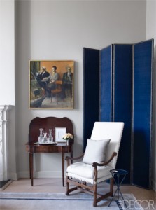 NYC Tina and Jeffrey Bolton Townhouse drawing room screen by John Saladino on Elle Decor - saved by Chic n Cheap Living