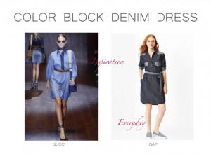 Gucci Spring Summer 2015 Colorblock denim dress Inspiration