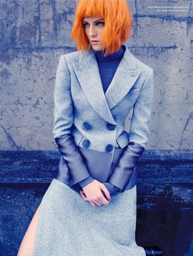 orange hair Elle_Canada_-_October_2014 Aquilano Rimondi blue coat
