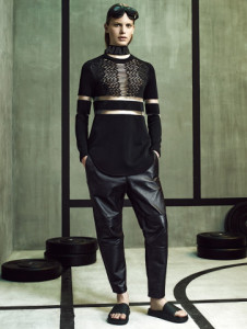 Alexander Wang H&M black mesh shirt and pants