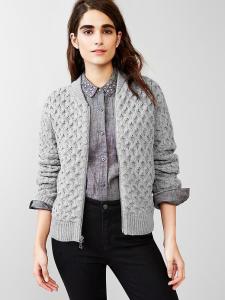 Cable knit bomber jacket