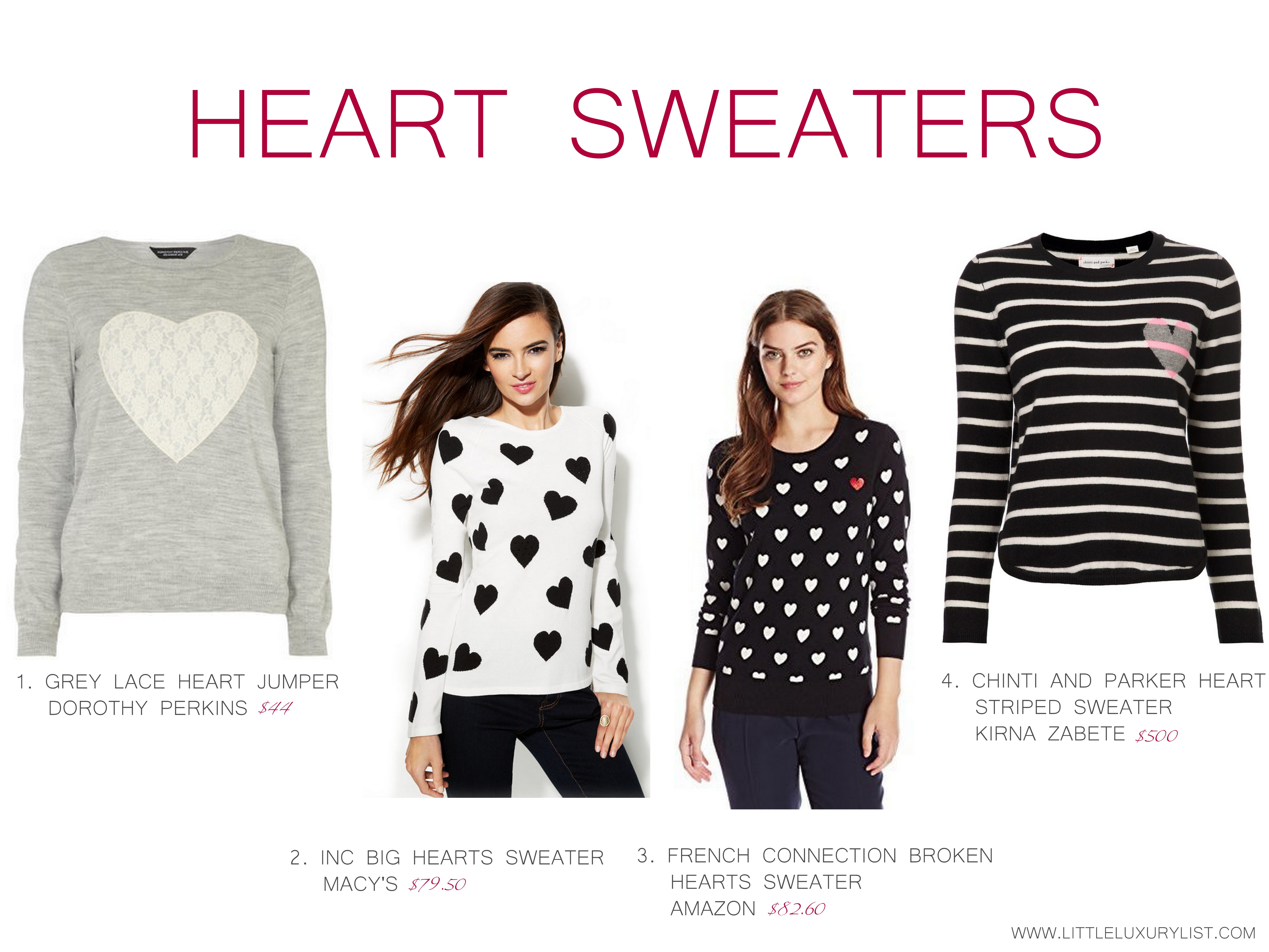 Heart sweaters by little luxury list