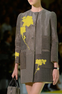Gray coat with yellow flowers at Louis Vuitton Spring 2013 via Style.com - saved by little luxury list
