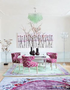 Fuchsia hemlock and floral chairs Cynthia Rowley on Elle Decor
