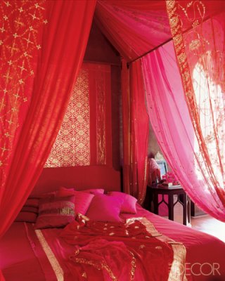 Pink Red and gold Marackech room ELLE decor - saved by little luxury list