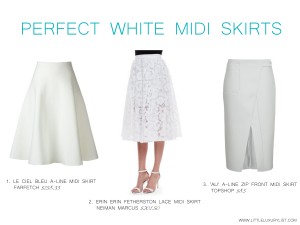 Perfect white midi skirts by little luxury list