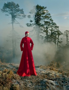 In the Land of Dreamy Dreams Karen Elson red gown shot by Tim Walker for UK Vogue May 2015