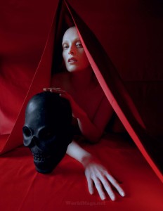 In the Land of Dreamy Dreams Karen Elson red hood shot by Tim Walker for UK Vogue May 2015