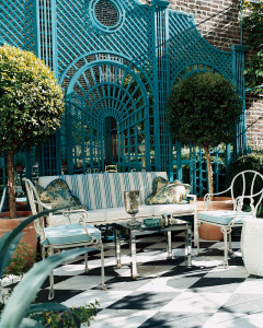 patio blue trellis photography by Paul Costello in Domino
