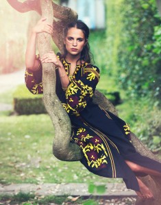 Alicia Vikander by David Bellemere for The Edit black and yellow gown