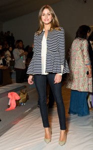 Olivia Palermo in striped Tibi jacket