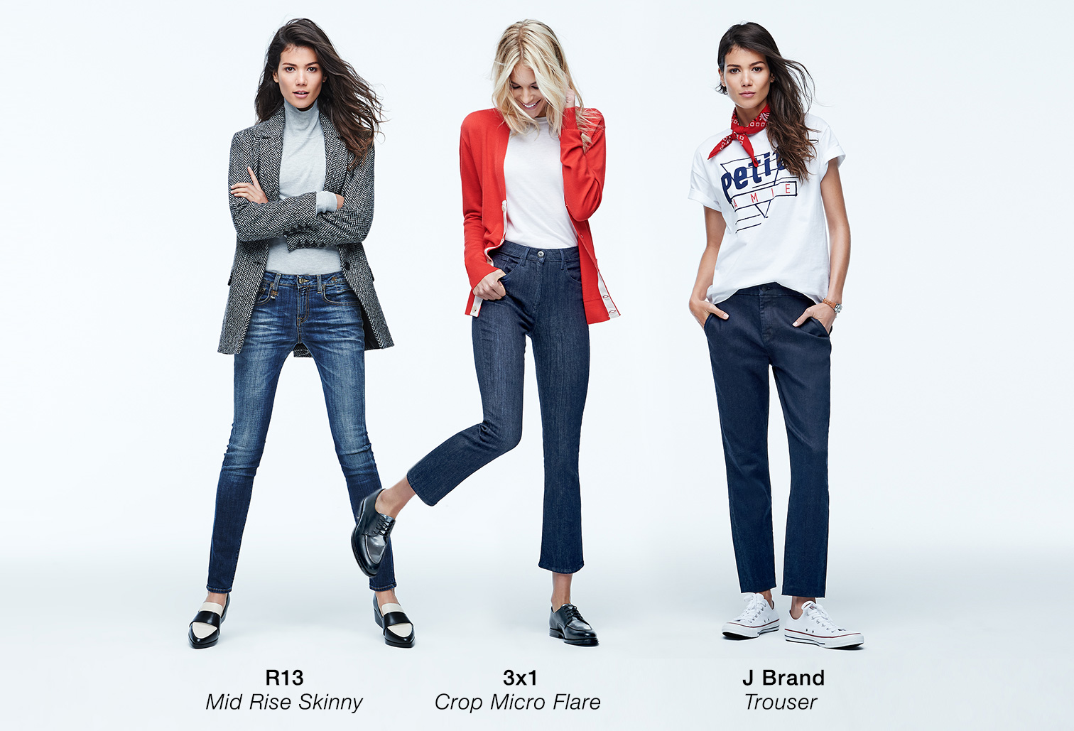 Shop bop principle denim mid-rise skinny, micro flare, trouser