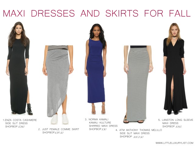 Maxi dresses and skirts for fall by little luxury list