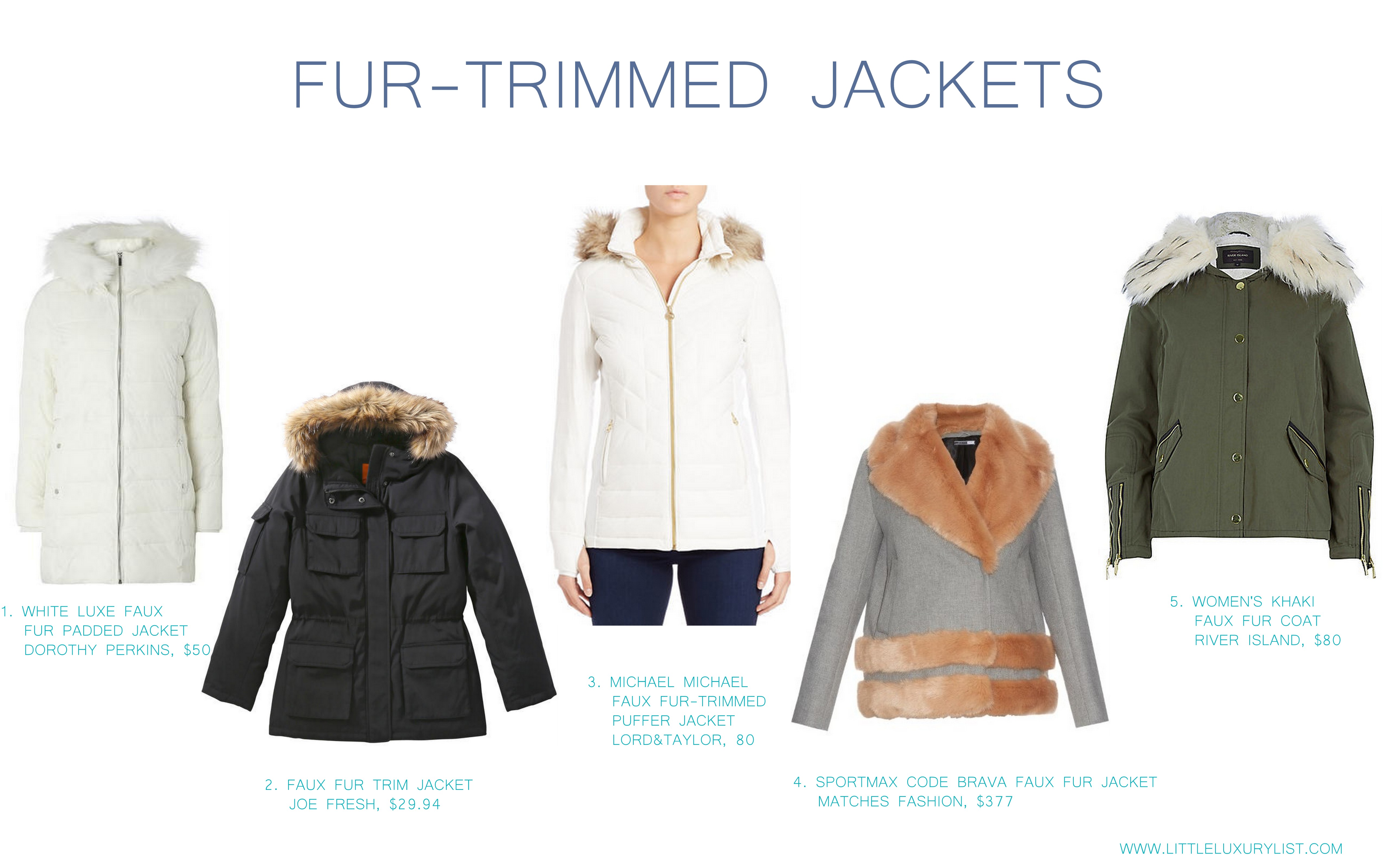 Fur trimmed jackets by little luxury list