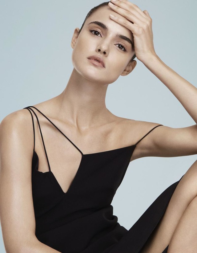 Blanca Padilla in Vogue Mexico February 2016 black spaghetti strap dress