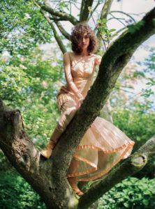 Allana Arrington in Harper's Bazaar UK October 2016 blush dress