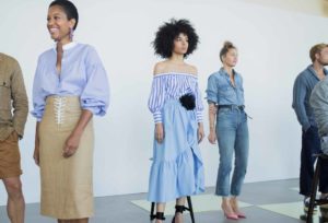 J. Crew NYFW 2017 constellation group with blue outfits