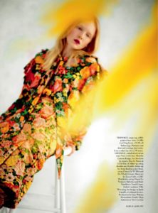 Maja Salamon for Harper's Bazaar UK October 2016 Balenziaga floral dress
