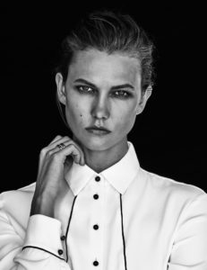 Karlie Kloss for Vogue Mexico October 2016 by Chris Colls profile in white shirt