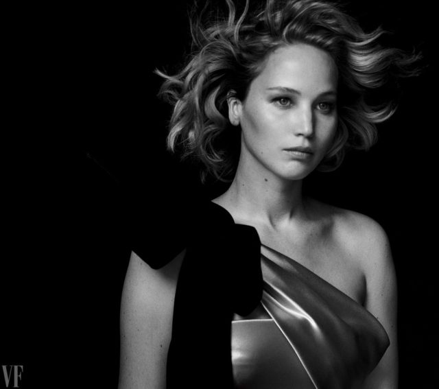 Vanity Fair Holiday 2016 - Jennifer Lawrence by Peter Lindbergh in one shoulder dress
