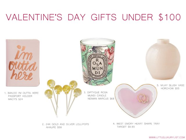 Valentine's Day gifts under $100 collage by little luxury list