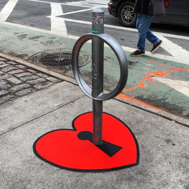 Whimsical NYC Street Art key and heart
