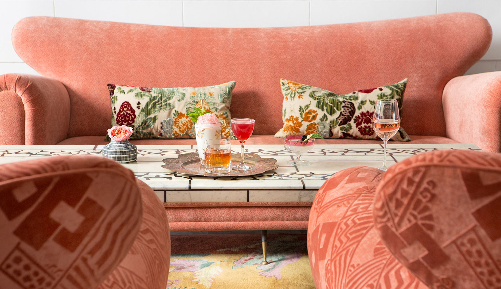Why I'll always have Vintage Seating in my Home - Proper Hotel pink sofa