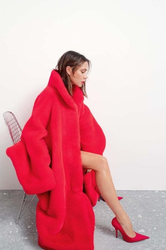 Victoria Beckham for Vogue Australia November 2018 - red fur coat