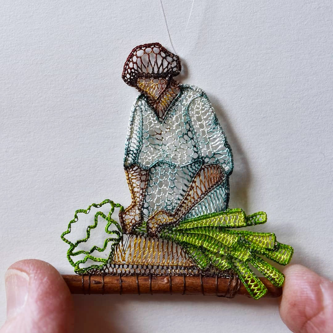 Ágnes Herczeg lace art chipping vegetables